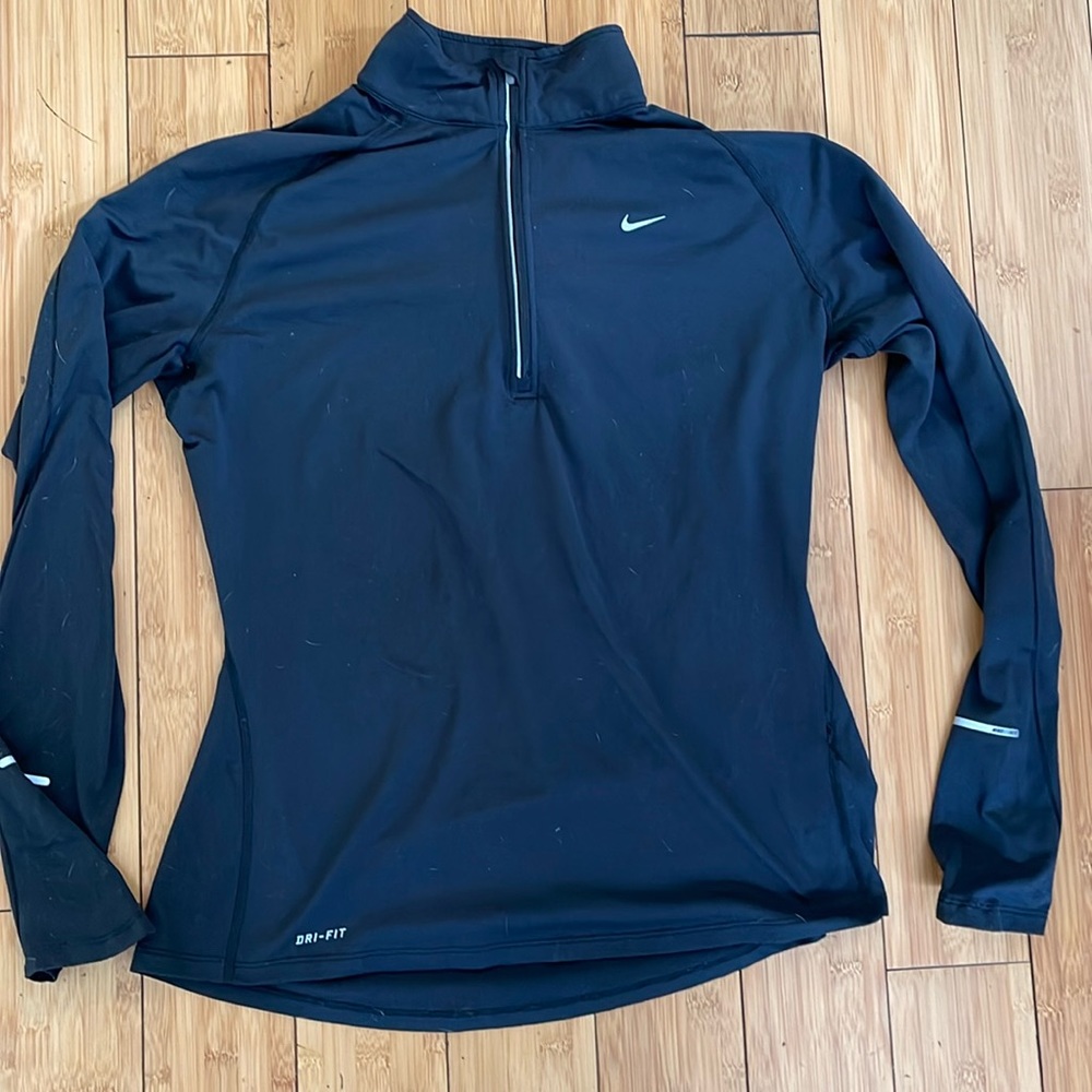 Women’s Nike Dri Fit Black 1/4 Zip Front Shirt, sz L